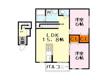 モンレーヴ平津(2LDK/2階)の間取り写真