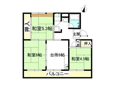 ラ・ビスタ太閤山301号棟(3DK/1階)の間取り写真