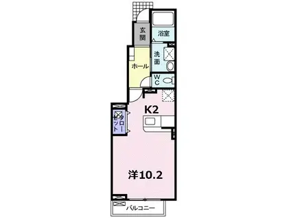 カーサ ピーノ(ワンルーム/1階)の間取り写真