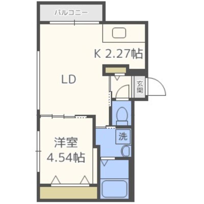 シエル新札幌(1LDK/2階)の間取り写真