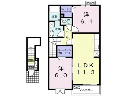 リバーサイド西浜B(2LDK/2階)の間取り写真