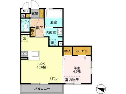 ＪＲ総武線 市川駅 徒歩12分 3階建 築11年(1LDK/3階)の間取り写真