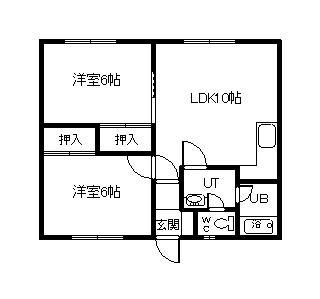 パークサイドまつばらB(2LDK/1階)の間取り写真