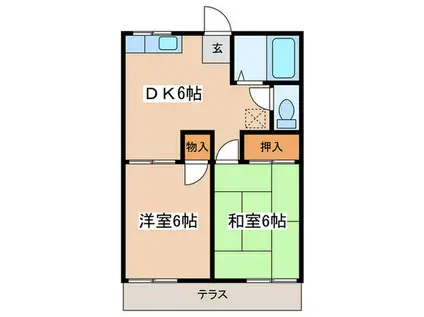 グランデュール福山B(2DK/1階)の間取り写真