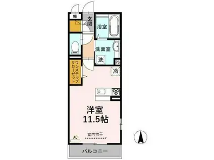 グラン・シエロJ(ワンルーム/2階)の間取り写真