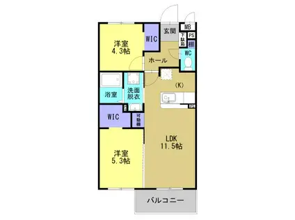 SETTLE 姶良(2LDK/4階)の間取り写真