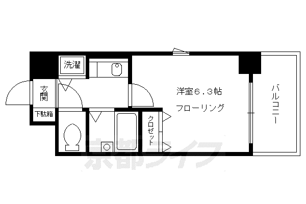 プレサンス京都烏丸御池II(1K/9階)の間取り写真