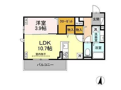 トリシア東和田 E棟(1LDK/2階)の間取り写真