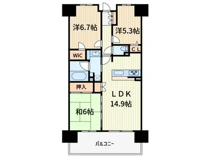 川口ティーブルー(3LDK/3階)の間取り写真