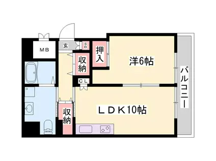 ハッピーエイジ土山(1LDK/3階)の間取り写真
