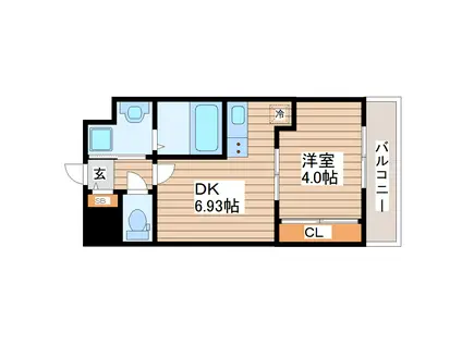 アルティザ仙台花京院(1DK/6階)の間取り写真