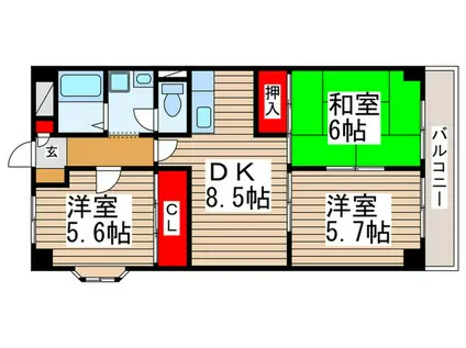 第5千代田マンション(3DK/5階)の間取り写真