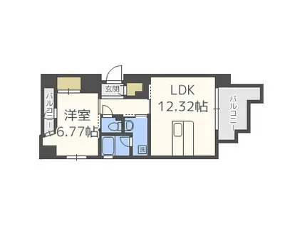 SHUNKI江戸堀(1LDK/2階)の間取り写真