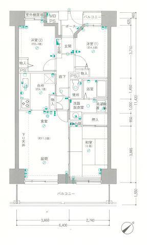 スカイプラザ横川(3LDK/15階)の間取り写真