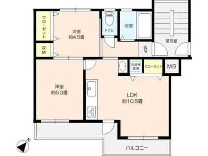 稲毛団地(2LDK/4階)の間取り写真