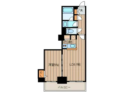 PRIME URBAN札幌リバーフロント(1LDK/23階)の間取り写真