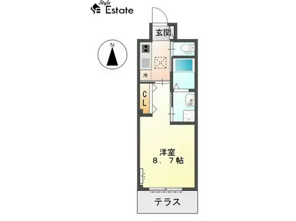 アールコート本陣 (1K/1階)の間取り写真