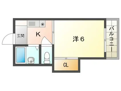 シャルマン河原(1K/4階)の間取り写真
