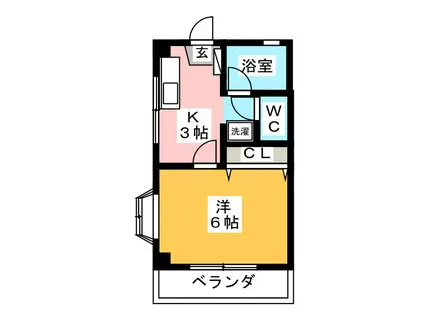 パークサイドIII(1K/1階)の間取り写真