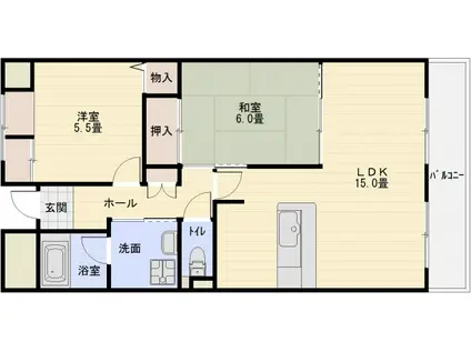 メゾンドゥボヌール(2LDK/1階)の間取り写真