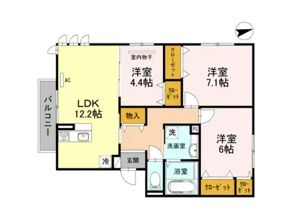 CASA CALMA(3LDK/3階)の間取り写真