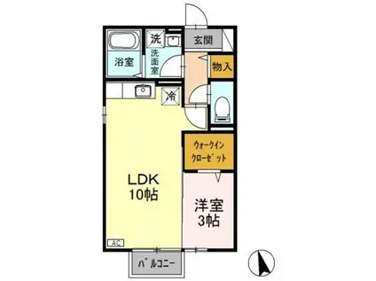 セジュールモナリエB棟(1LDK/2階)の間取り写真