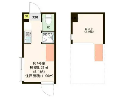 CLAY西荻(ワンルーム/1階)の間取り写真