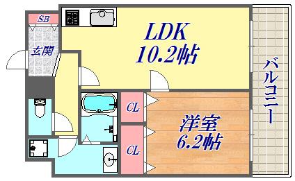 プレサンス神戸駅前(1LDK/8階)の間取り写真