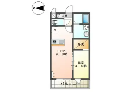 佐賀市八戸アパート(1LDK/1階)の間取り写真