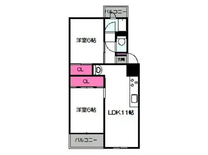 深江橋コーポE棟(2LDK/5階)の間取り写真