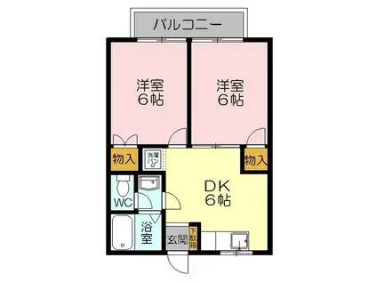 ニューレックアピオンII(2DK/1階)の間取り写真