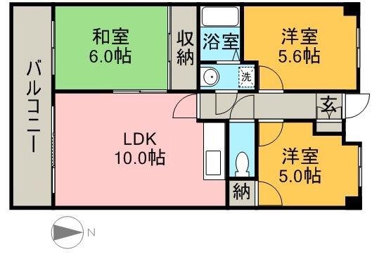 アサヒパレス港町(3LDK/6階)の間取り写真