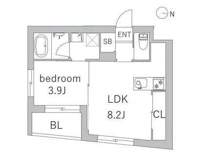 GRANDUO中野II(1LDK/3階)の間取り写真
