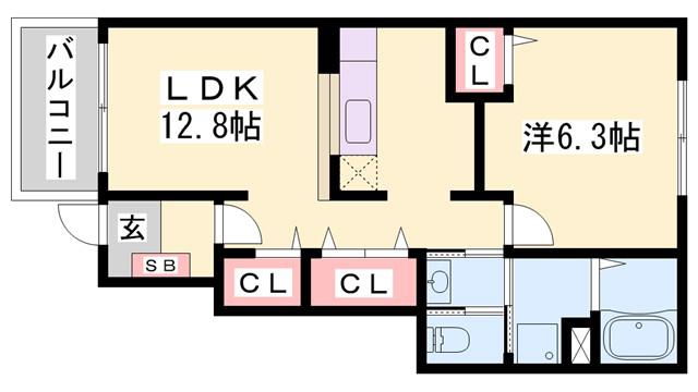 ピエ・デル・モンテII(1LDK/1階)の間取り写真