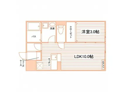 プレステージ南通(1LDK/1階)の間取り写真