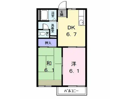 レインボータウン A(2DK/2階)の間取り写真