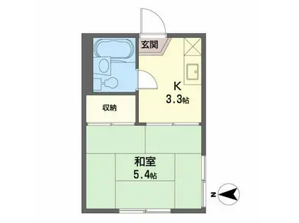 コーポロイヤル(1K/2階)の間取り写真