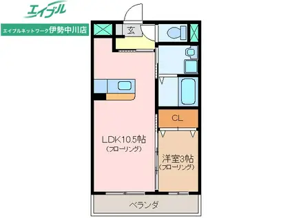 アンジュー(1LDK/1階)の間取り写真