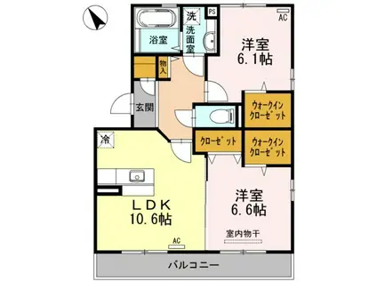 オッツ池田(2LDK/2階)の間取り写真