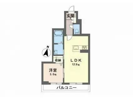 ベレオ チェラーグII(1LDK/2階)の間取り写真