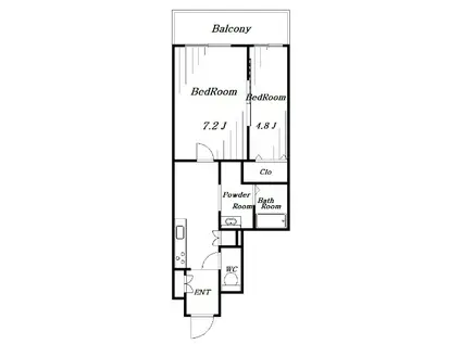 アーバンシャトー千葉(2K/1階)の間取り写真
