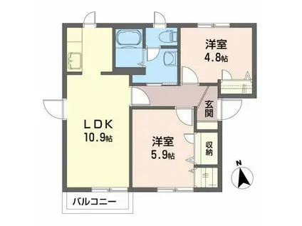 シャーメゾンSOWA D(2LDK/1階)の間取り写真