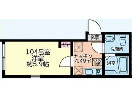 シティハウスさがみ野(1K/1階)の間取り写真
