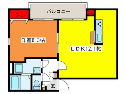 スクエア北赤羽(1LDK/1階)の間取り写真