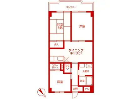 コーラルリーフ(3DK/1階)の間取り写真