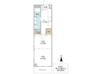 インレット研究学園駅前(2DK/4階)の間取り写真