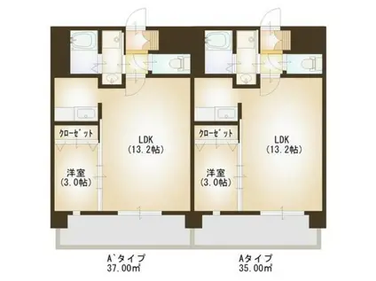 パルメゾン高砂I(1LDK/3階)の間取り写真