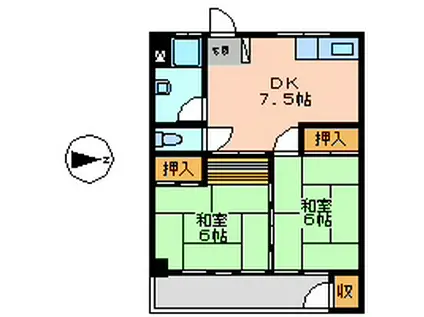 ミヅホビル(2DK/4階)の間取り写真