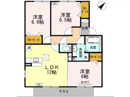 グレイス帯山(3LDK/1階)の間取り写真