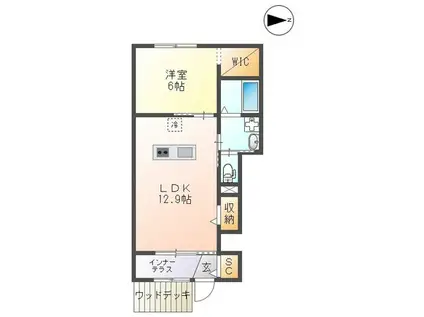 サンヴィレッジ(1LDK/1階)の間取り写真